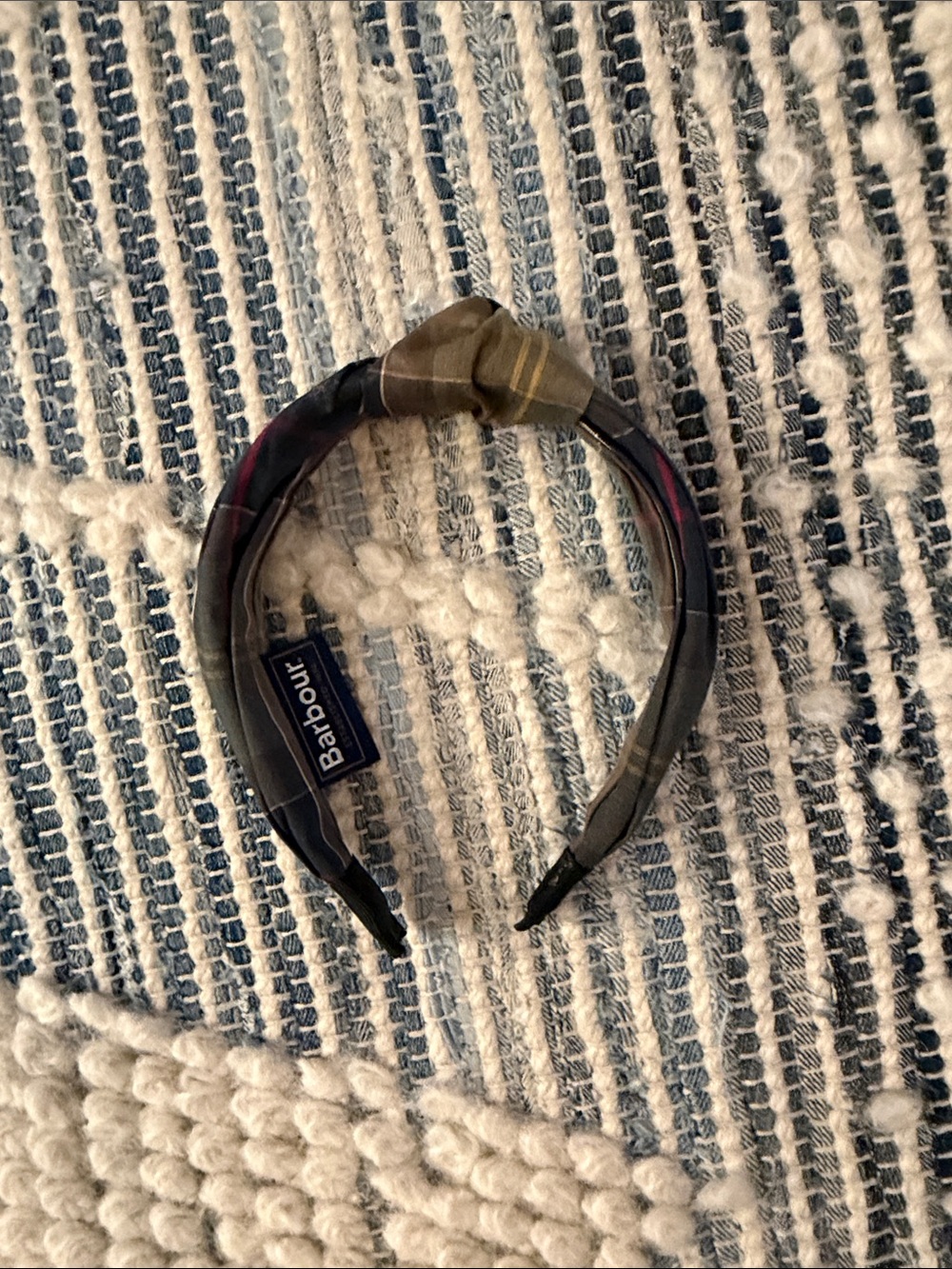 Barbour Olive and Navy Plaid Knot Headband